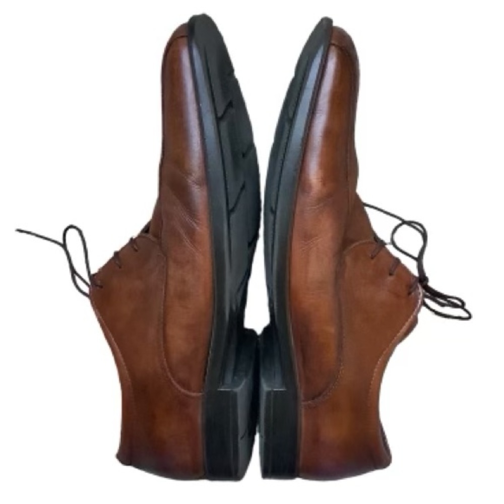 Ecco Brown Leather Derby Tie Lace Up Shock Point Heel Dress Shoes Sz 9 - Picture 3 of 8
